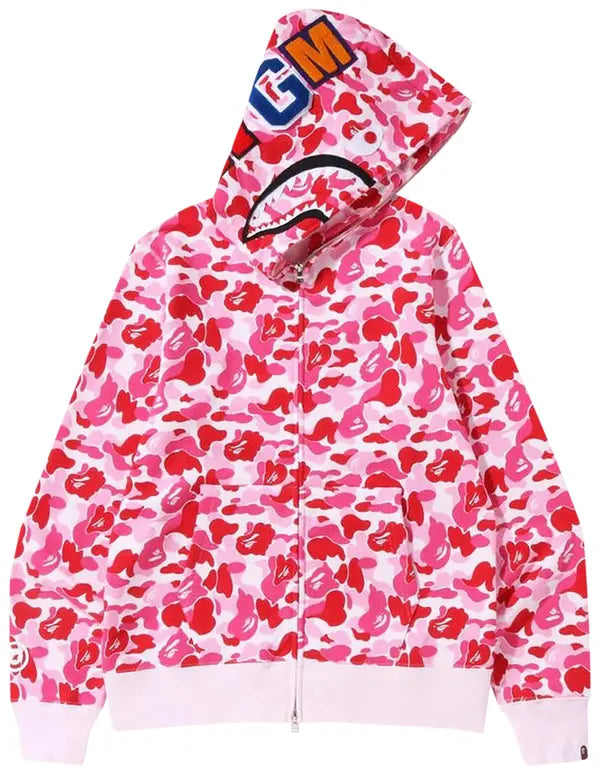 BAPE ABC Camo Shark Full Zip Hoodie ‘Pink’