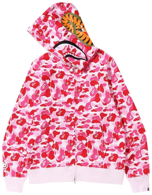 BAPE ABC Camo Shark Full Zip Hoodie ‘Pink’
