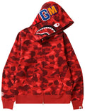 BAPE ABC Camo Shark Full Zip Hoodie ‘Red’