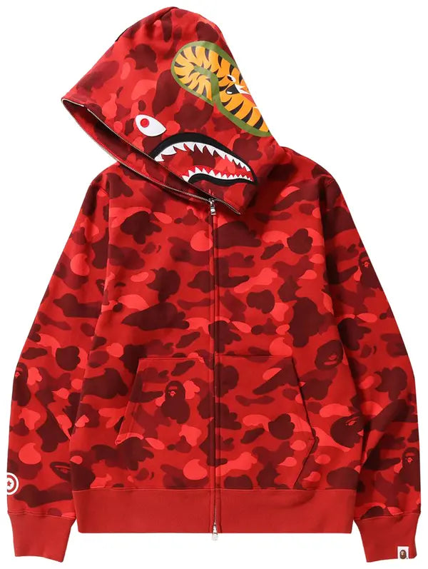 BAPE ABC Camo Shark Full Zip Hoodie ‘Red’