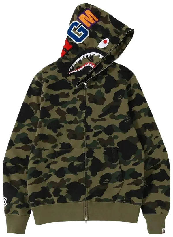 BAPE ABC Camo Shark Full Zip Hoodie ‘Green’