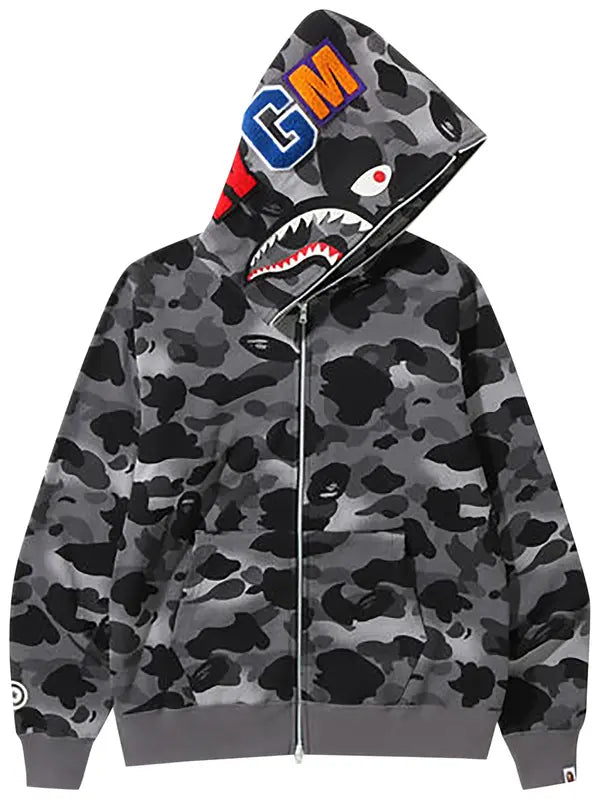 BAPE ABC Camo Shark Full Zip Hoodie ‘Gray’